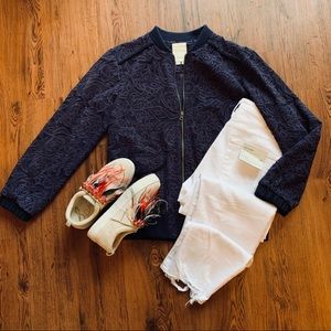 Anthropologie Lace Bomber Jacket